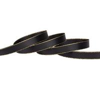 Ribbonitlux Ruban Satin Double Face 9 mm avec Bord Doré, 22 Mètres (030-Noir) - Parfait pour emballage cadeau, décoration de fête, mariage et loisirs créatifs