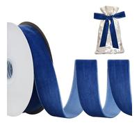 RIBBOOO Bleu Gris Ruban de Velours 2.5cm x 10 Yards, Ruban de Velours Vintage pour Noël, décoration de couronnes, Emballage de Cadeaux, Emballage de Bouquets pour la Saint-Valentin