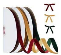 RIBBOOO Ruban Cygne, Brun Velours, Kaki, Blanc, 3 Couleurs, 1cm x 30 Yards, Total 30 Pieds, pour la décoration de couronnes de Noël, l'artisanat, l'emballage de Cadeaux, l'emballage de Bouquets