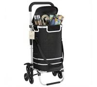 Ribech Chariot de Course Pliable 56L avec Compartiment Frigo | 3en1 Chariot Pliable Transformable en Diable & Sac Porté | Capacité 40kg | Structure Aluminium Robuste et Imperméable | Noir