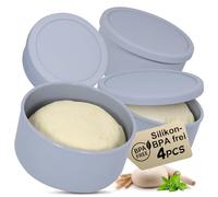 Ribech Lot de 4 boîtes à pizza avec couvercle - En silicone antiadhésif - Peu encombrantes - Pour fermentation - Accessoires de pizza - Bleu