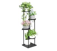 Ribelli 5 Niveaux Support pour Plantes, Étagère pour Plantes en Métal Bois, Porte Plantes D'intérieur pour Plusieurs Plantes, Support Pot de Fleur le Balcon du Jardin, Salon, Bureau, Noir