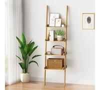 Ribelli 510301 Étagère à 4 étagères, en 100% Bambou, env. 33 x 43,5 x 175 cm (l x L x H), étagère sur Pied Contre Le Mur pour Bureau, Salon, Salle de Bain, Cuisine