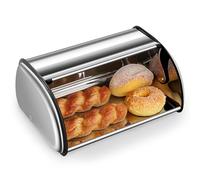 Ribelli Boîte à pain en acier inoxydable certifié alimentaire, boîte à pain avec couvercle roulant, env. 43,5 x 27,5 x 18,5 cm, boîte de rangement pour pain, petits pains, biscuits