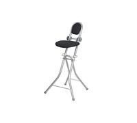 Ribelli® Chaise Assise - Debout, réglable en Hauteur, avec Un Siège de Support idéal pour Le Repassage, la Cuisine, l'Artisanat et Le Travail ; de Couleur Argent/Noir, dim. 47 x 48 x 90 cm