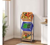 Ribelli Étagère à Boissons Rangement Caisses de Boisson Étagère pour 3 Caisses à Bouteilles ou Bac Eurobox