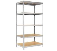 Ribelli Étagère de Rangement à 5 Niveaux, HxLxP 180 x 90 x 60 cm, Capacité 875 kg, Planches Réglables, Étagère de Garage, Argent, 501700