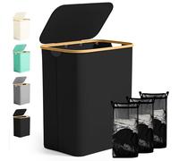 Ribelli Grand panier à linge pliable de 141 l, à 3 compartiments, avec couvercle et sac à linge amovible, pour buanderie, salle de bain, chambre à coucher, noir