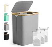 Ribelli Grand panier à linge pliable de 141 l, à 3 compartiments, avec couvercle et sac à linge amovible, pour buanderie, salle de bain, chambre à coucher, gris