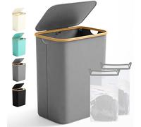 Ribelli Grand panier à linge pliable de 156 l, à 2 compartiments, avec couvercle et sac à linge amovible, pour buanderie, salle de bain, chambre à coucher, gris