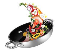 Ribelli Poêle de service Ø 28 cm avec revêtement en céramique sans PFAS, poêle en acier inoxydable, poêle à induction avec poignées en acier inoxydable, convient au four