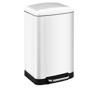 Ribelli Poubelle de Cusine avec Couvercle Poubelle en Acier Inoxydable Capacité 30 L, Couleur:blanc