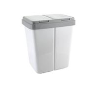 Ribelli Poubelle de tri sélectif pour cuisine, Müllbehälter mit Deckel 2 x 25 L, Kunststoff Mülleimer für die Küche geruchsdichter Abfalleimer Mülltrennsystem, Blanc