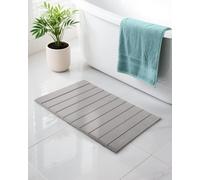 Ribelli Tapis de Bain antidérapant - 62 x 41 cm - Enroulable - avec Cuir synthétique - Séchage Rapide - 100% Naturel - Super Absorbant