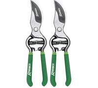 RIBILAND 01752 - Sécateur Forgé Courbé - Poignées Gainées Bi-matière - Vert (Lot de 2)