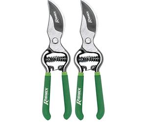 RIBILAND 01752 - Sécateur Forgé Courbé - Poignées Gainées Bi-matière - Vert (Lot de 2)