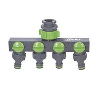 Ribiland 03979 - Rampe de Nez de Robinet 4 Sorties - pour Robinet 3/4" - Gris/Vert