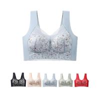 Ribili Bra, Breathable Anti Sag Bras, No Wire Push Up Bras Wrapped Chest Vest Wireless(Blue,5L)