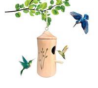Ribili Wooden Hummingbird House, Fanyil Wooden Hummingbird House, Wooden Hummingbird House-Gift for Nature Lovers, Humming Bird House for Outside Hanging, Gardening Gifts Decoration (A)