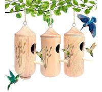 Ribili Wooden Hummingbird House, Fanyil Wooden Hummingbird House, Wooden Hummingbird House-Gift for Nature Lovers, Humming Bird House for Outside Hanging, Gardening Gifts Decoration (Mix)