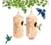Ribili Wooden Hummingbird House, Fanyil Wooden Hummingbird House, Wooden Hummingbird House-Gift for Nature Lovers, Humming Bird House for Outside Hanging, Gardening Gifts Decoration (B+C)