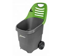 Ribimex Chariot de jardin polyvalent, capacité 65 litres, structure en polypropylène, 2 roues en plastique, poignée ergonomique et pratique crochet porte-brosse intégrés - PRCG65