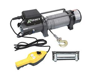 Ribimex PE12V9000 Treuil électrique à fixer 12 V, capacité 4000 kg, corde 29 m