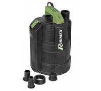 Ribimex Pompe submersible 350 W pour eau propre, moteur en aluminium S1, débit 6000 l/h, profondeur max. 7 m, hauteur de refoulement 7 m, 4 raccords de sortie, support PRPVC356A