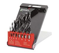 Ribimex PRFE8BOIS/V Lot de 8 forets à Bois Ø 3,4,5,6,7,8,9,10, Rouge et Noir