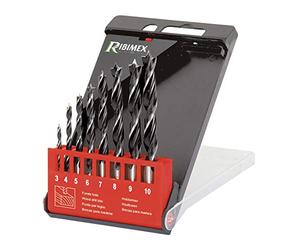 Ribimex PRFE8BOIS/V Lot de 8 forets à Bois Ø 3,4,5,6,7,8,9,10, Rouge et Noir