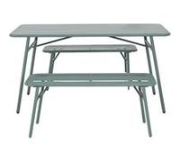 Ribola - ensemble table et bancs de jardin - 4 personnes - vert - Vert