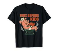 Ribs Before Kids, Funny BBQ Chef Pig Cookout Humor T-Shirt