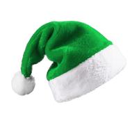 RIBSUQA Vert Bonnet Noel, Luxe Chapeau de Père Noël Peluche, Bonnet de Lutin pour Homme Femme Adultes et Enfants
