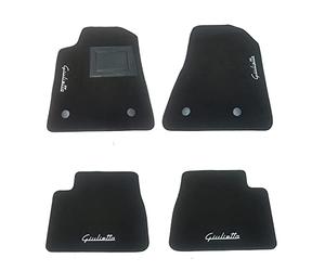 RicambiItalia2017 Ensemble de tapis en moquette pour voiture, avec 4 logos et 4 points de fixation