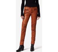 Ricano Pantalon en cuir pour dames Jeans en cuir DONNA en cuir de chèvre nappa souple - cognac / XL