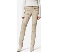 Ricano Pantalon en cuir pour dames Jeans en cuir DONNA en cuir de chèvre nappa souple - vieux-blanc / L