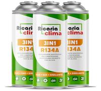 Ricaria Clima 3-en-1 - Gaz Réfrigérant R134a De Substitution pour Climatisation Auto avec Huile Et Stop-Fuite - Lot De 3 Bouteilles 235 g - Climatisation Camping-Car - ECO