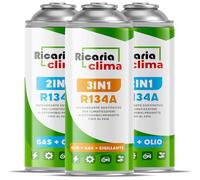 Ricaria Clima - Kit avec 1 x Gaz de Remplacement R134a et 2 x Réfrigérant 3-En-1 pour Climatisation avec Additif d'Étanchéité et Huile - pour Climatisation Automobile - pour Véhicule - 3 x 235 G