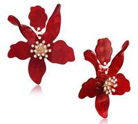 Ricarmo Boucles d'oreilles à tige légères en acrylique avec cristaux brillants de style bohème - Fleurs exagérées - Vintage - Vacances d'été - Pour femme - Bijoux cadeau, Acrylique, Cristal