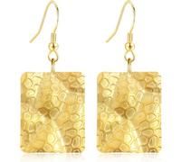 Ricarmo Boucles d'oreilles pendantes bohèmes en or 14 carats martelé, géométrique, rectangulaire, légères, pendantes tribales en métal plaqué or pour femme, 2.44inch, Métal, Pas de gemme