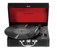 Ricatech RTT25 Tourne-disque - Tourne-disque portable léger avec haut-parleurs, Line-In, Ligne de sortie RCA, Bluetooth, Encodage, Lecture MP3. Lecteur de vinyle de style valise exceptionnel, Noir