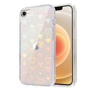 Riccase Coque pour iPhone 16e - Transparente - Jolie coque de téléphone holographique à paillettes pour filles et femmes - Coque de protection en polycarbonate rigide - Cadre en silicone souple pour