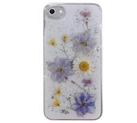 Riccase Coque transparente pour iPhone SE 2022, SE 2020/7/8, avec véritables motifs de fleurs séchées, résistante aux chocs, en TPU souple, fine, à paillettes, motif floral mignon pour iPhone 7/8,