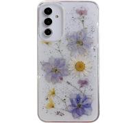 Riccase Coque transparente pour Samsung Galaxy S25 FE avec de véritables motifs de fleurs séchées, résistante aux chocs - En TPU souple - Coque de protection fine à paillettes - Motif floral mignon