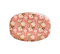 Rice Assiette en mélamine pour enfant Motif fleurs roses Vaisselle en mélamine pour enfants Camping BBQ pique-nique incassable sans BPA Vaisselle en plastique réutilisable 30 x 22 cm