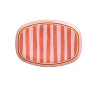 Rice Assiette en mélamine - Rayures rouges - Vaisselle en mélamine - Vaisselle pour enfants - Pour camping, barbecue, pique-nique - Incassable - Sans BPA - Réutilisable - 30 x 22 cm