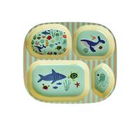 Rice Assiette pour enfant en mélamine avec 4 compartiments - Bleu - Imprimé océan