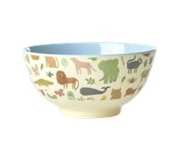 RICE Bol en mélamine Rice medium Sweet Jungle Print-Soft blue