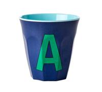 Rice DK Tasse en mélamine avec lettre A Bleu foncé bicolore 9 cm