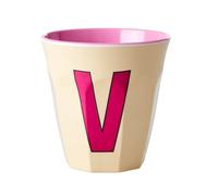 Rice DK Tasse en mélamine avec lettre V Crème Taille M